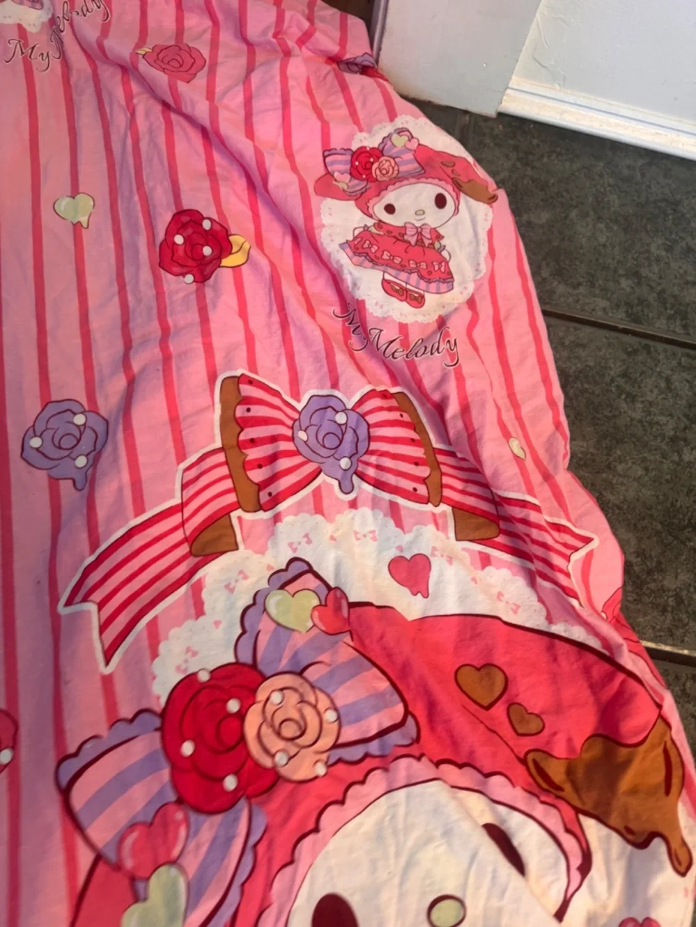 3 piece set My melody hello kitty set duvet cover fitted sheet pillowcases